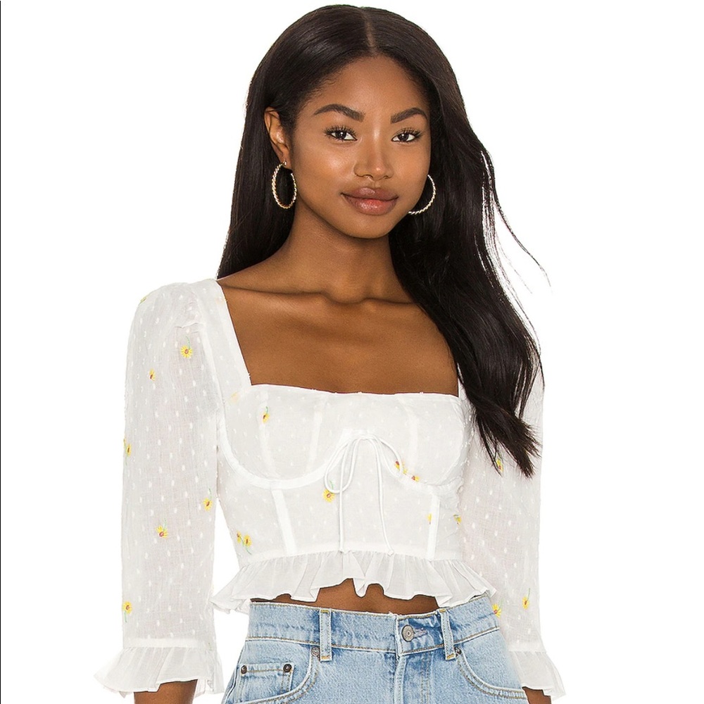 NEW For Love & Lemons Abby crop top flowers XS